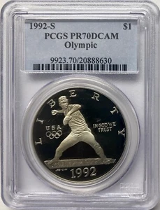 1992-S Olympics Baseball Commemorative Silver Dollar PCGS PR-70 DCAM - Picture 1 of 4