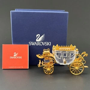 Estatuilla de carro de viajes de oro de 18 quilates de cristal austríaco de Swarovski retirada 2005 de colección - Imagen 1 de 8