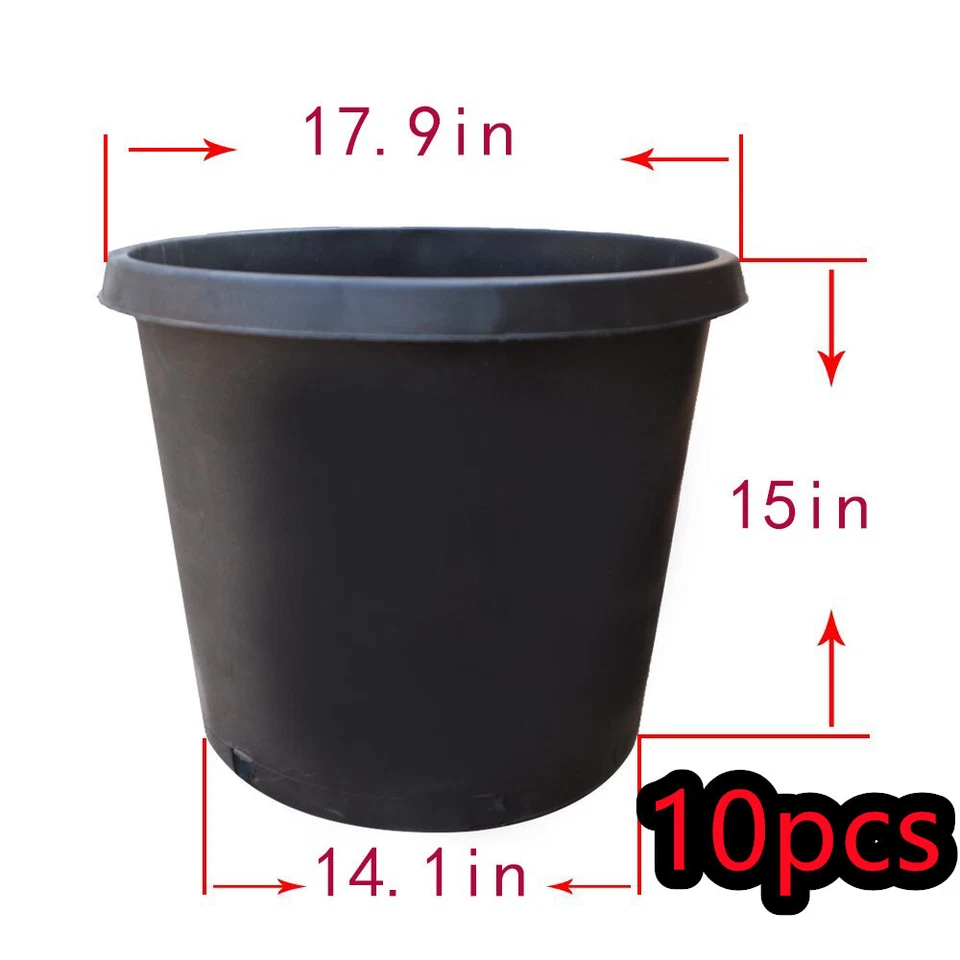 10 Pack 15 Gallon Plastic Nursery Pots Heavy Duty Garden Plant Nutrition Pots - Image 1 of 4