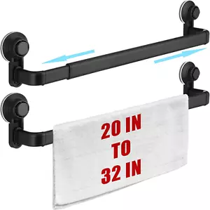2 Pcs Extendable Suction Cup Towel Bar for Bathroom 20-32 Inches Towel Rack Show - Picture 1 of 6