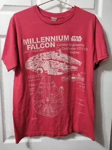 Star Wars Millenium Falke Blueprint rotes T-Shirt Erwachsene Größe Medium Baumwollmischung - Bild 1 von 11