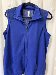 Fabletics Zip Vest Sleeveless Jacket Blue Mesh Womens Large XL - Picture 1 of 10