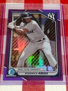 Roderick Arias 2024 Bowman Cromo Viola Rifrattore 250/250 #BCP-100 Yankees  - Foto 1 di 2