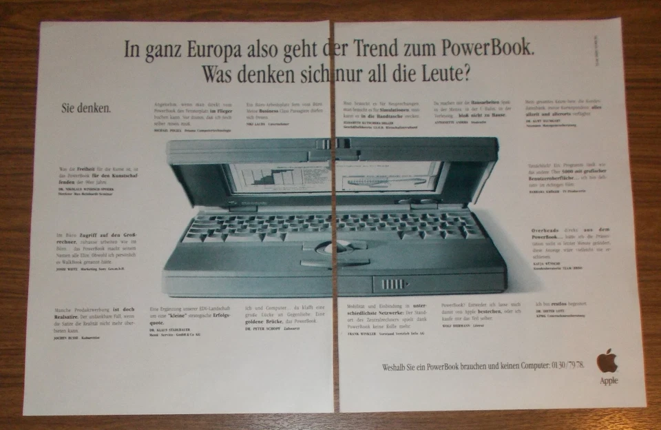 Seltene Werbung APPLE - In ganz Europa geht der Trend zum POWERBOOK 1992 - Bild 1 von 1
