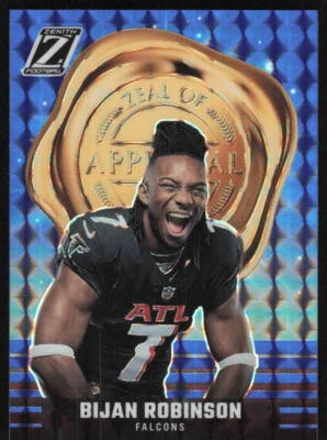 2023 Panini Zenith Zeal of Approval Blue Rookie #27 Bijan Robinson Falcons - Image 1 of 2