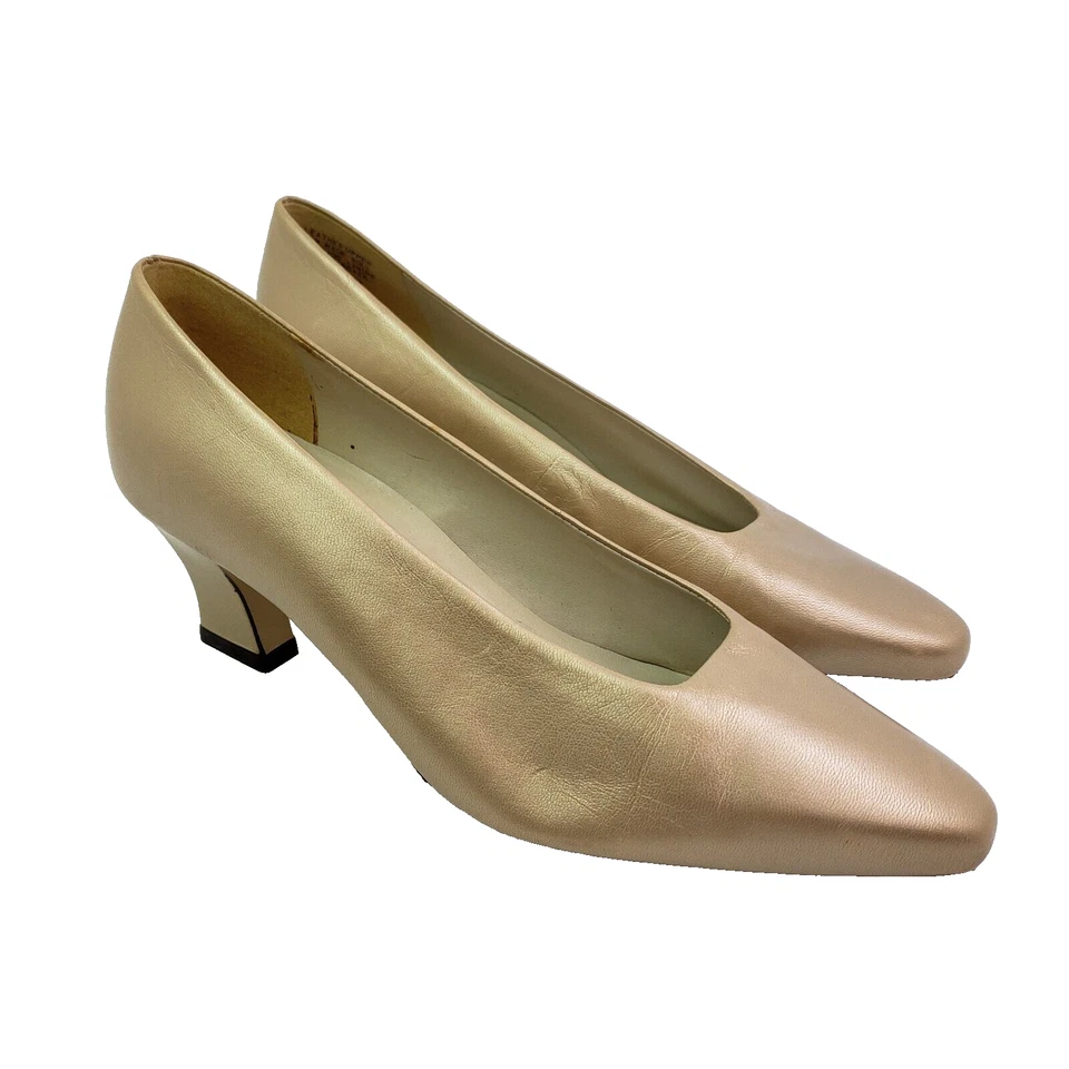 Zapatos de tacón formales sin cordones de cuero dorado talla 6 Enzo Angiolini para mujer Foto 1 de 4