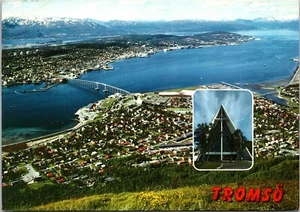 Aerial View Med Ishavskatedralen Tromso Norway Postcard 1978 - Picture 1 of 2
