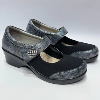 Alegria Women's Jan Mary Jane Wedge Silver Sparkle Leather ~ Size 10.5 (41EU) - Image 1 of 4