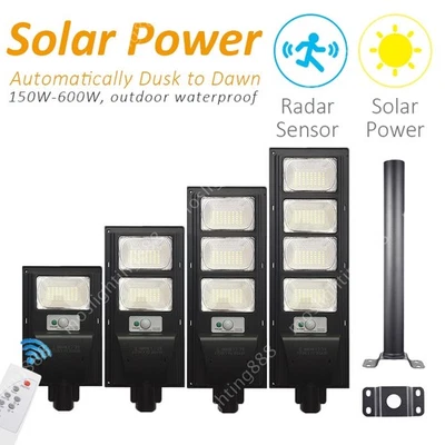 LED Solar Street Light Sensor Lamp Remote Garden Floodlight Outdoor Solar Power - Image 1 of 4