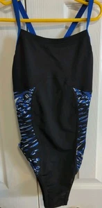 Speedo Endurance+ Youth Girls Swimsuit Size 28 Flow Force Black Swim team EUC - Picture 1 of 7