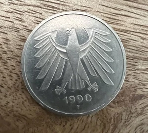 1990 Germany 5 Deutsche Mark Coin - Bundesrepublik Deutschland - Picture 1 of 2