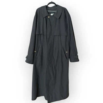 Gabardina London Fog negra talla 44 larga con cremallera forro de lana Foto 1 de 4