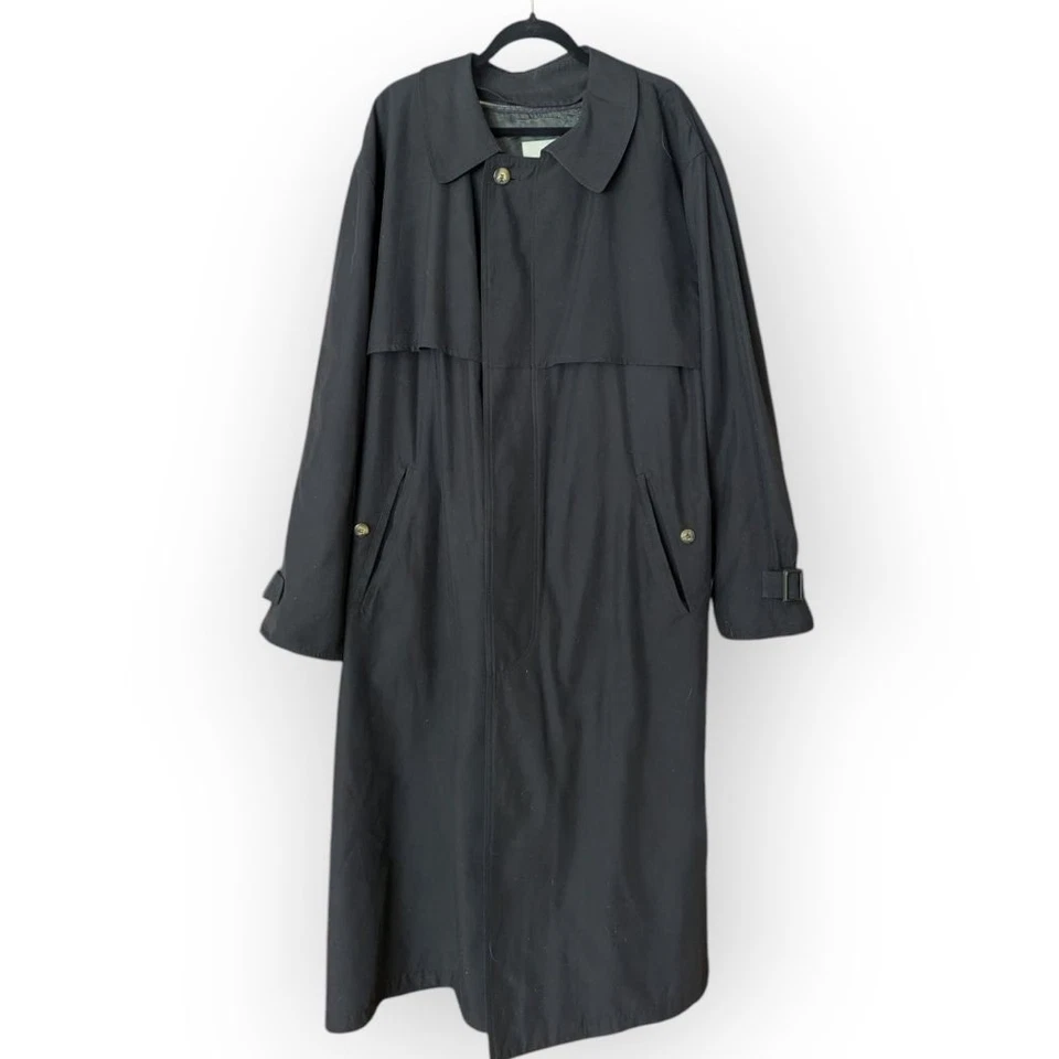 Gabardina London Fog negra talla 44 larga con cremallera forro de lana Foto 1 de 4