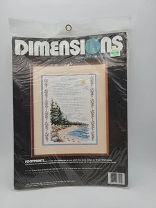 VTG Dimensions Stamped Cross Stitch Kit FOOTPRINTS In The Sand  3102 NOS - Picture 1 of 4