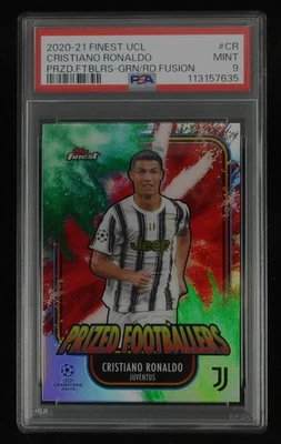 2020-21 Finest Ucl Cristiano Ronaldo #CR Prized Footballers Green-Red /25 PSA 9 - Image 1 of 4