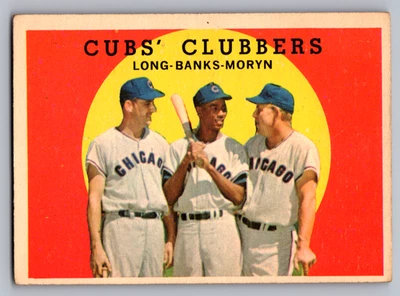 1959 Topps #147 Dale Long/Ernie Banks/Walt Moryn Cubs Foto 1 de 3