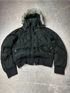 VINTAGE STREETWEAR JAPANESE STYLE HOOD BLACK JACKET WITH FUR 90s Y2K - Picture 1 of 6