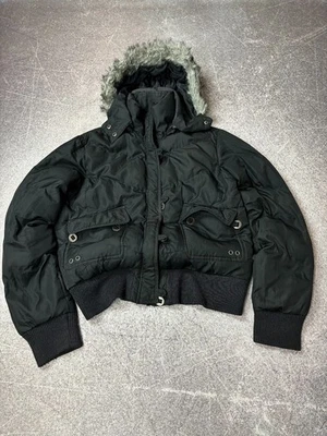 VINTAGE STREETWEAR JAPANESE STYLE HOOD BLACK JACKET WITH FUR 90s Y2K - Image 1 of 4