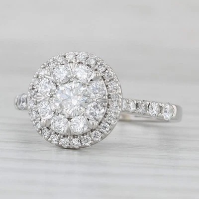 0.75ctw Diamond Cluster Halo Engagement Ring 14k White Gold Size 5.75 - Image 1 of 4