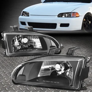 FOR 92-95 HONDA CIVIC EG EJ EH BLACK/CLEAR OE STYLE REPLACEMENT HEADLIGHT LAMPS - Picture 1 of 8