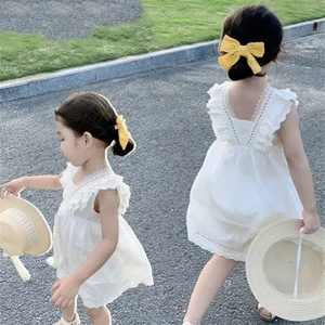 Exquisite White Sleeveless Summer Dress for 3 - 4 Years Old Girls - Picture 1 of 8