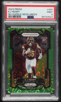 2023 Panini Prizm Rookies No Huddle Neon Green /5 KJ Henry PSA 9 MINT Rookie RC - Image 1 of 2