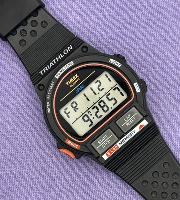Reloj digital Timex 1988 vintage triatlón - ¡RARO! - ¡Todo Original! + Banda extra Foto 1 de 4