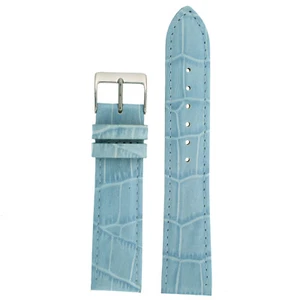 Watch Band Light Blue Genuine Leather Alligator Grain - Picture 1 of 1