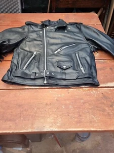 Chaqueta de moto offtrack cuero borla cuero pesado negra vintage - Imagen 1 de 16