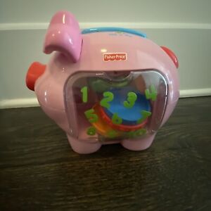 2006  MATTEL Fisher Price LAUGH & LEARN Musical Pig Pink Piggy Bank ALL 10 COINS