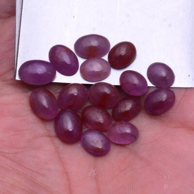16 Pcs Natural Ruby 9.54mm-11.46mm Cabochon Untreated Dazzling Red Gemstones Lot - Image 1 of 4