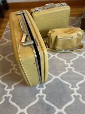 American Tourister Vtg Luggage 3 Piece Set Yellow With Keys 1970s