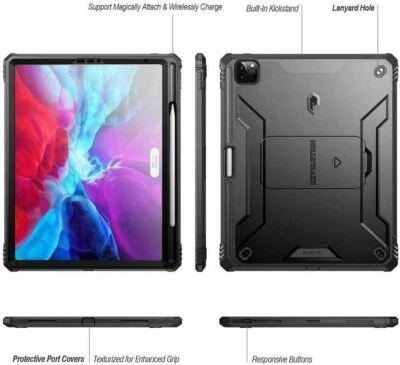 Case For iPad Pro 12.9 (2021&2020&2018) Tablet Rugged Cover with Kickstand Black - Image 1 of 4