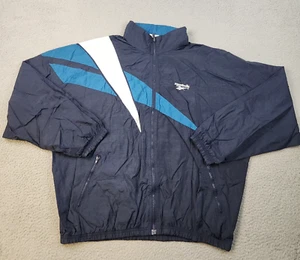 VTG 90s Reebok Windbreaker Jacket Mens Extra Large Embroidered Logo Hidden Hood - Picture 1 of 8
