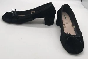 Miu Miu womens black ruched velvet close toe block heel sz 38.5 - Picture 1 of 9