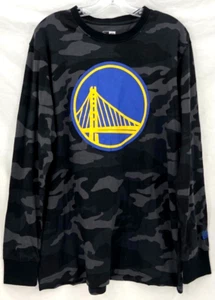 NEW Golden State Warriors GSW New Era LS Cotton Creweck Shirt Black Camo Men's L - Picture 1 of 8