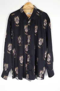 Camisa para hombre Claudio Lugli Couture con estampado de cabeza de león dorado 5XL XXXXXL - Imagen 1 de 12