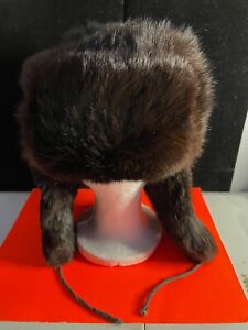 Russian Winter Real Rabbit Tapper CCCP Soviet Original Hat Ushanka Black