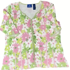 JH Collectibles Women’s XL Floral Cardigan Sweater V Neck Top Button 3/4 Sleeve - Picture 1 of 7