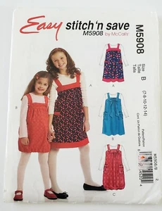 McCalls M5908 Girls Size 7-14 EASY School Jumper Dress Pockets Pattern Uncut - Picture 1 of 3