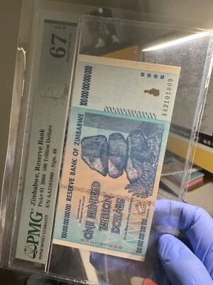 PMG Zimbabwe 100 Trillion Dollars Banknote, SUPERB GEM UNC 67 EPQ, AA/2008, P-91 - Image 1 of 4