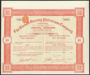 Russland: Gleboff Grosny Petroleum Co. Ltd., 10 Aktien à 1 £, 1926 - Bild 1 von 1