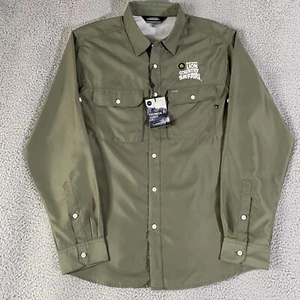 Lion Country Safari Shirt Landway Mens Large Green Button Long Sleeve Active Dry - Picture 1 of 11