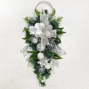 Swag de Navidad - Capiz Plata Blanco Lágrima Swag - Imagen 1 de 2