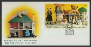 NEW ZEALAND FDC 2000 BEARS AND DOLLS HEALTH M/S (ID:FH211) (5/10) - Picture 1 of 1