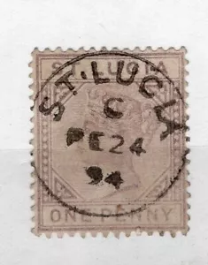 BRITISH ST. LUCIA, STAMP, 1894, ST. LUCIA CANCEL, VF - Picture 1 of 1