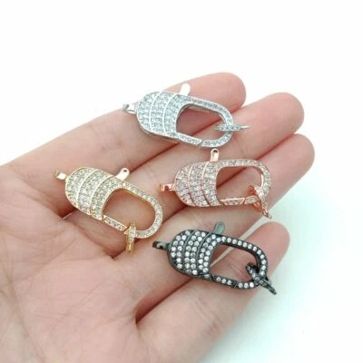 lobster clasp 12x24mm 18k gold Filled cubic zirconia micro pave rectangle clasp - image 1 of 3