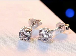 9K White Gold Filled Girl Men 4mm made with Swarovski Crystal Mother's Day - Picture 1 of 4
