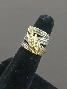 Anillo PZ PAZ Creations Plata de Ley Hecho a Mano Hoja y Vid Personalizado Tamaño 5.25s. #113 - Imagen 1 de 9