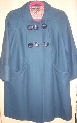 Atmosphere BLUE 60's STYLE PEA COAT 12 with 3/4 Sleeves 64% Wool! - Image 1 of 4